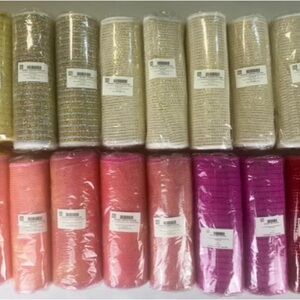 Paper Mart Deco Mesh Rolls Lot of 20 _ 10 inch x 10 yd with Metallic St
